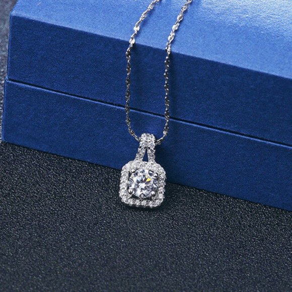 925 Silver Micropave Square Cubic Zircon Pendant - Picture 5 of 5